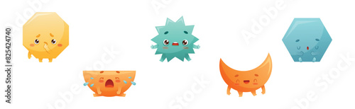 Geometric Shape Character with Different Face Expression and Emotion Vector Set