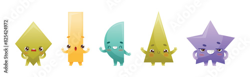 Geometric Shape Character with Different Face Expression and Emotion Vector Set