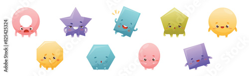Geometric Shape Character with Different Face Expression and Emotion Vector Set