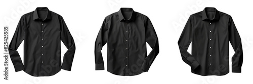 Set of A black shirt laid flat against a stark on a transparent background © mr Wajed