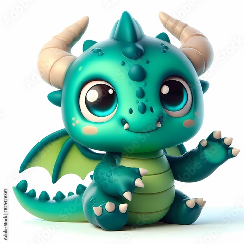 3d baby monste dragon characters are packaged and cute,Generative AI photo