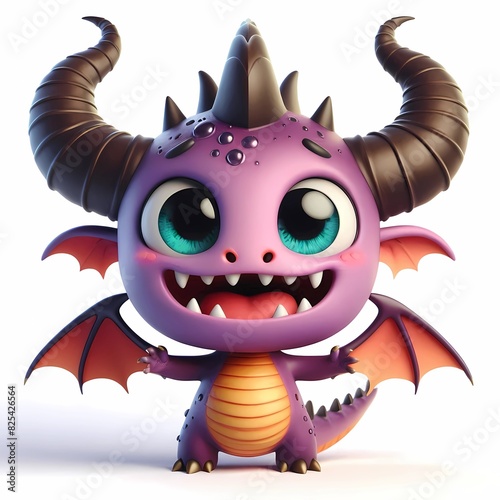 3d baby monste dragon characters are packaged and cute,Generative AI photo