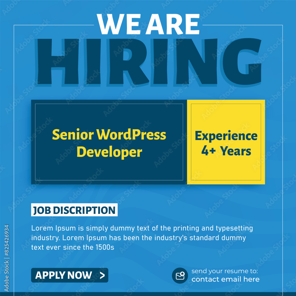 Fototapeta premium We are Hiring Job Vacancy social media template, banner, poster 