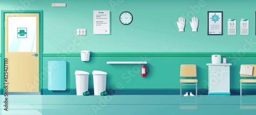 Proper Glove Disposal Sequence in Hospital Setting - Educational Banner Highlighting Germ Elimination photo