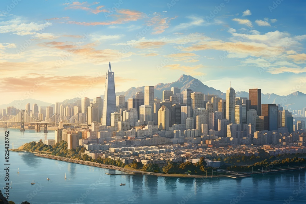 Obraz premium city skyline at sunset