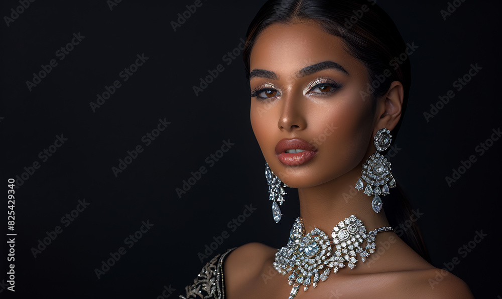 Brunette Beauty with Glamorous Makeup, AI Generative Image Brunette Beauty with Glamorous Makeup, AI Generative Image