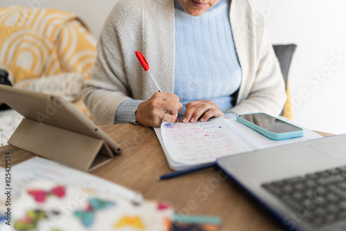 woman studying at home