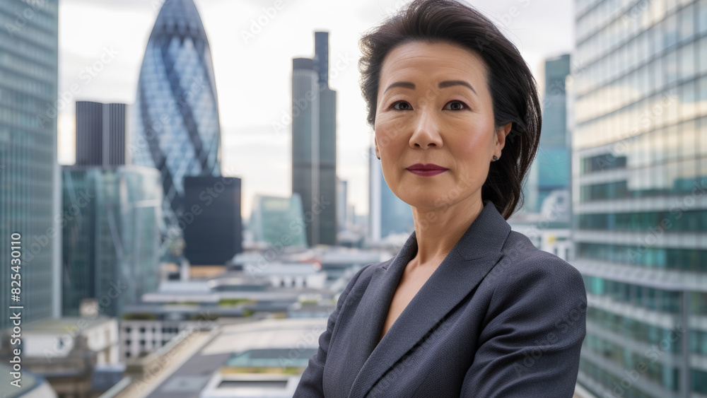 Businesswoman with Modern Cityscape Background