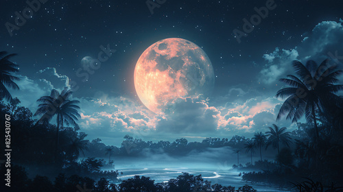 Night forest jungle moon