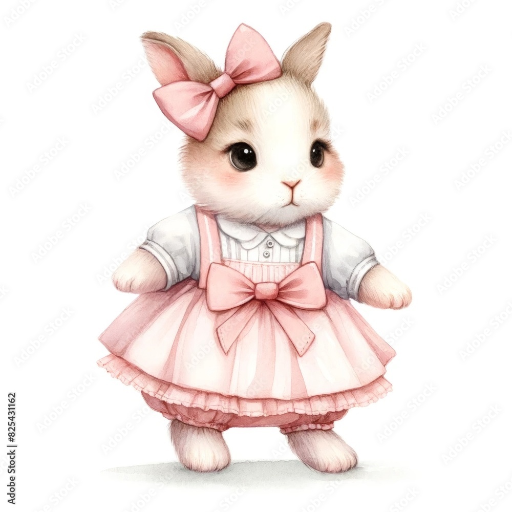Obraz premium Bunny In Pink Dress With Bow