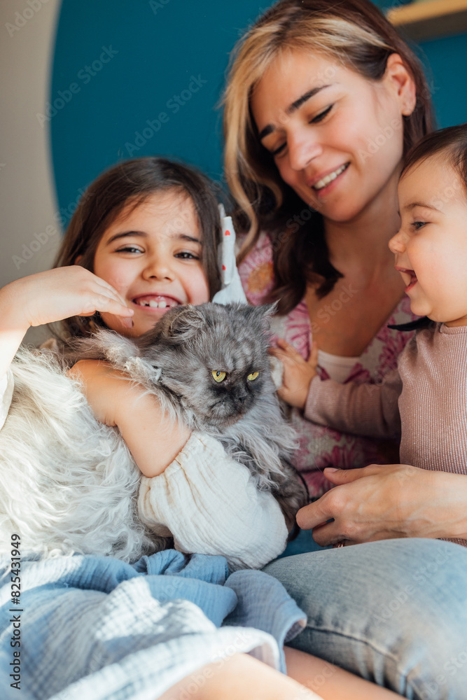 Mother, Daughters and Cat Mother, Daughters and Cat