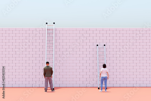 Inequality, gender, age, wealth gap concept 
