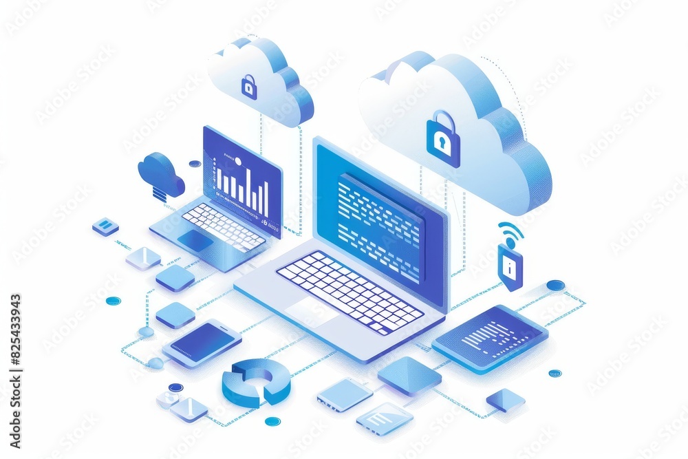 High tech cloud security solutions providing robust data protection, privacy, and secure access with advanced cybersecurity measures