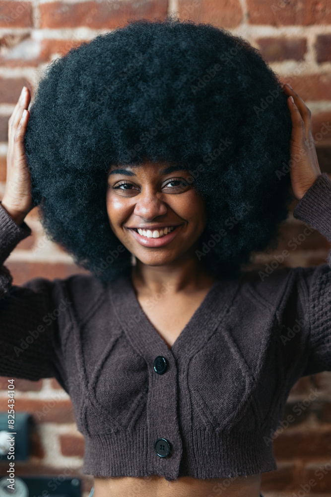 Portrait of black woman laughing Portrait of black woman laughing