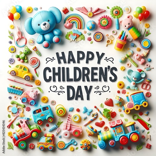 Playful Wishes: Happy Children's Day Illustration	