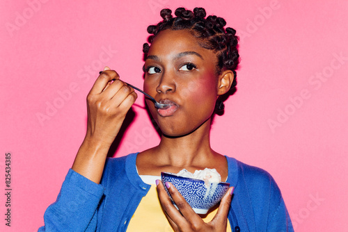 Girl eating ice cream photo