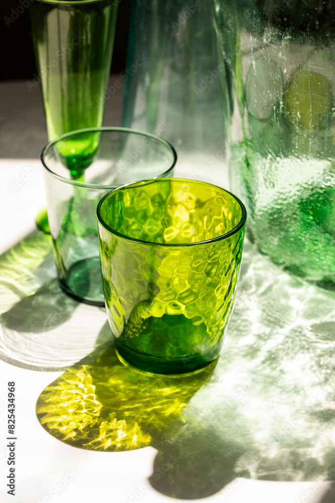 set of green glasses set of green glasses