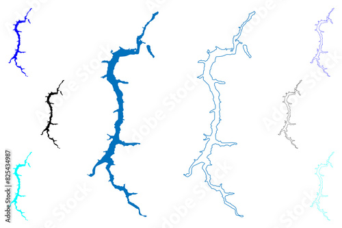 Lake Allegheny Reservoir (United States of America, North America, us, usa, Pennsylvania and New York) map vector illustration, scribble sketch Kinzua or Perfidy Dam map