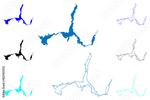 Lake Mead Reservoir (United States of America, North America, us, usa, Nevada and Arizona) map vector illustration, scribble sketch Hoover or Boulder Dam map