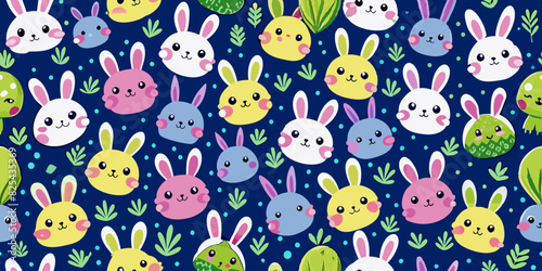 Adorable Bunny Seamless Pattern for Tiling Design