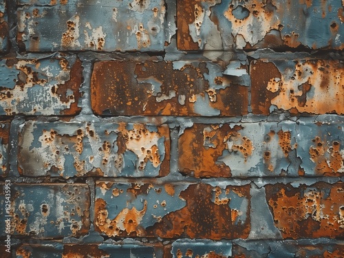  old rusty background old brick wall dirty and rusty in the style of the apocalyptic industry, peeling paint wall background