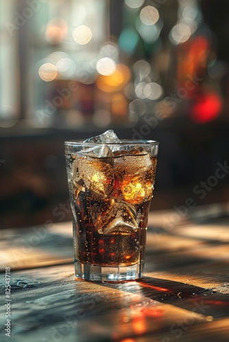Glass of Soda With Ice on Table