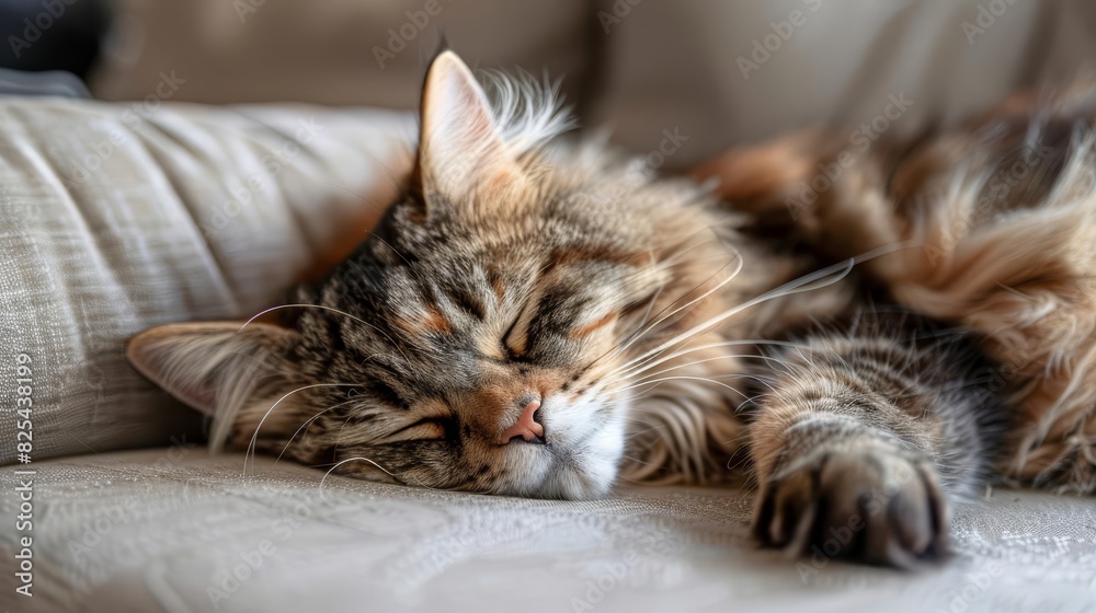 adorable fluffy cat curled up sleeping peacefully on a soft cushion cozy pet portrait adorable fluffy cat curled up sleeping peacefully on a soft cushion cozy pet portrait