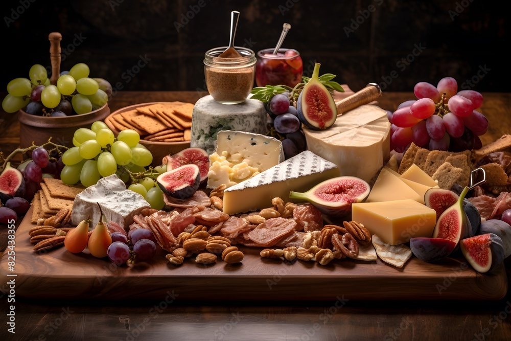 Elegant cheese platter with assorted fruits, nuts, and crackers. Elegant cheese platter with assorted fruits, nuts, and crackers. Elegant cheese platter with assorted fruits, nuts, and crackers. Elegant cheese platter with assorted fruits, nuts, and crackers.