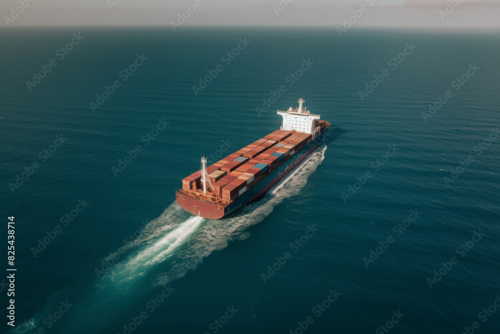 Cargo ship with the process of sending products background