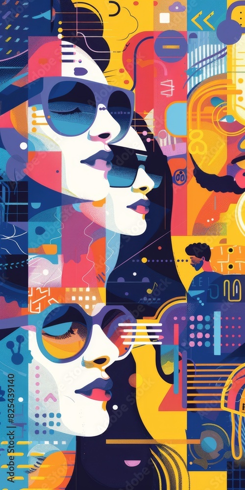 Obraz premium Abstract depiction of millennial people in a hyperconnected world.