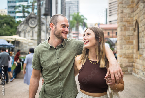 Couple at St Stephen's Cathedral Market in Brisbane, Queensland photo