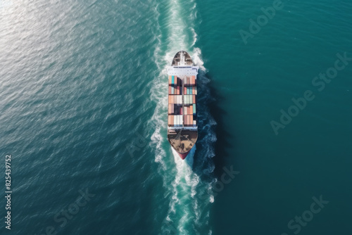 Cargo ship with the process of sending products background