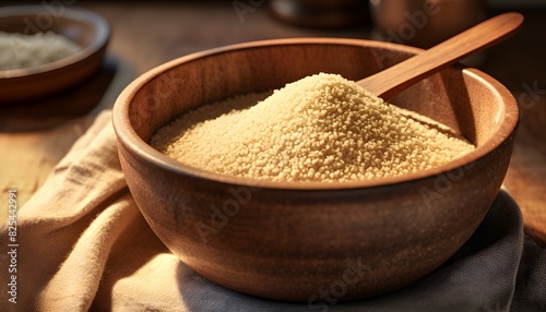quinoa in an earthen bow Healthy food in a wooden bowl © MR. INVINCIBLE