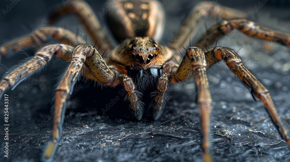 extreme closeup of venomous spider on dark gray background dangerous arachnid insect macro photography extreme closeup of venomous spider on dark gray background dangerous arachnid insect macro photography