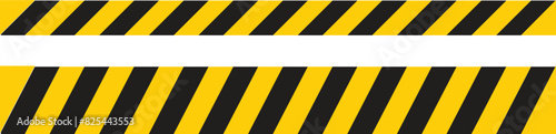 Black and yellow security tape floor marking icon set isolated on white . Vector illustration