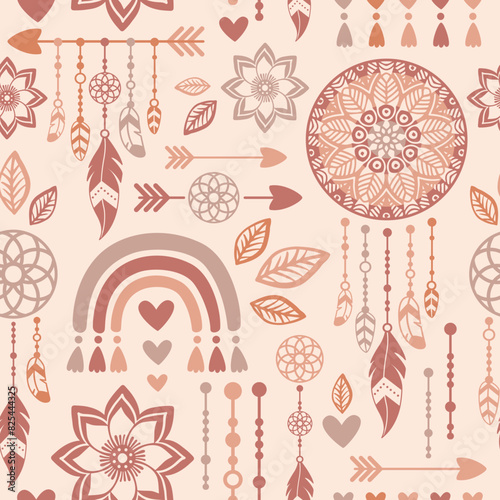 nahtloses Muster Boho Elemente Grafiken Vektoren