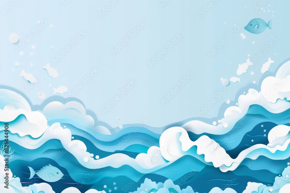 World Ocean Day banner design with a blue water wave background. view of ocean waves in the background and copy space for international World Ocean Day in the modern style.