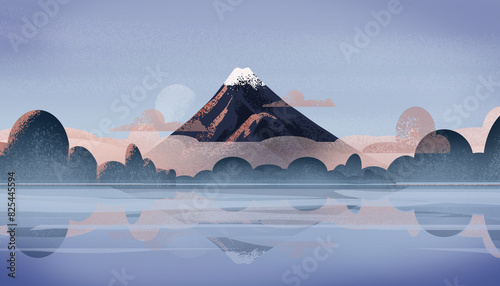 Mount Fuji with reflection on Lake Kawaguchi