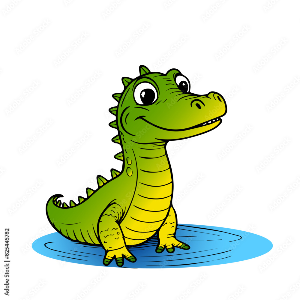 Naklejka premium Cute green crocodile smiling. flat vector illustration isolated