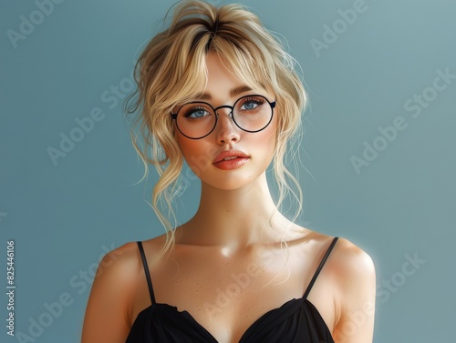 Woman Wearing Glasses and Black Dress