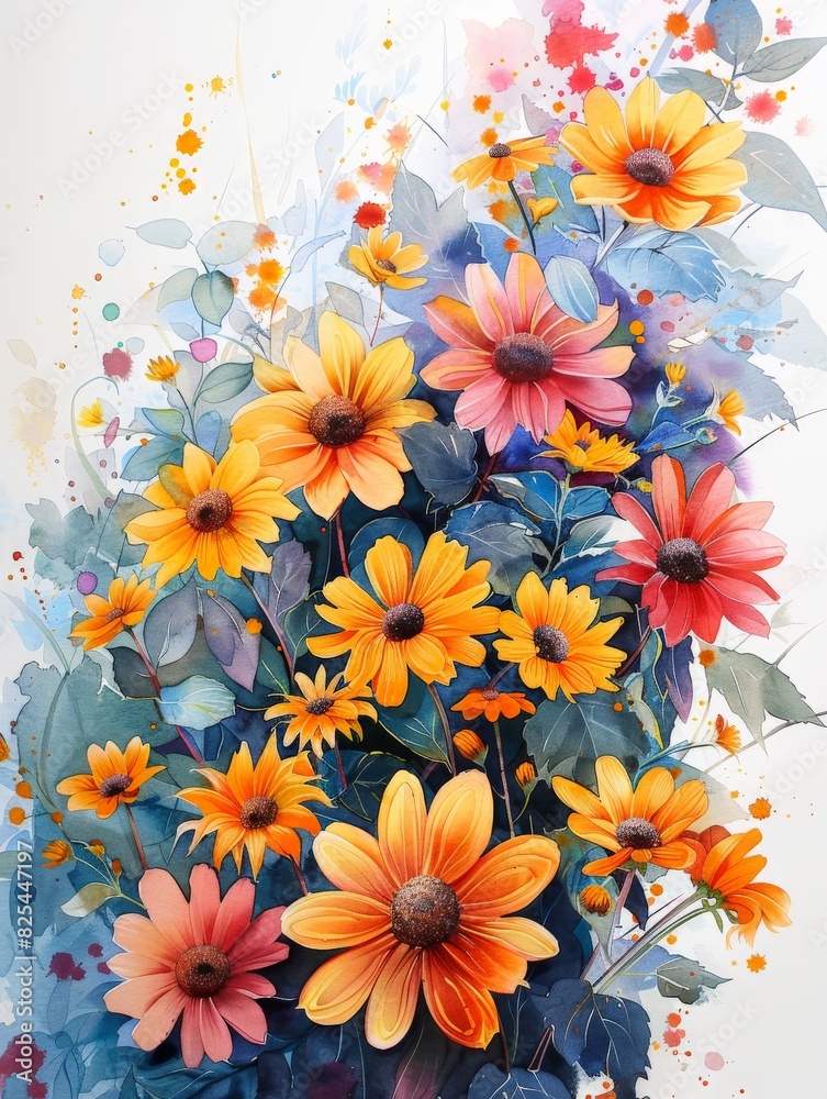 Vase Overflowing With Colorful Flowers