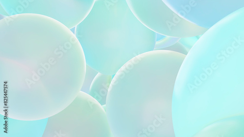 Transparent 3D abstract bubbles in soft pastel colors photo