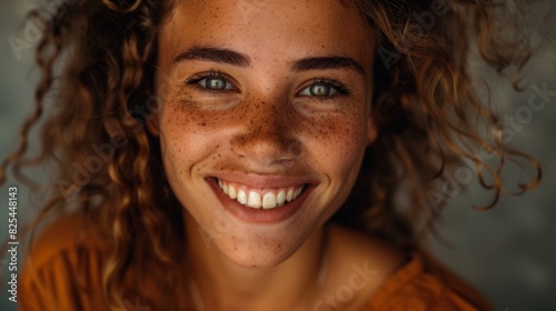 Portrait of young happy woman looks in camera © Artem