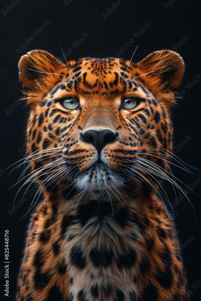 Close Up of a Leopards Face With a Black Background Close Up of a Leopards Face With a Black Background
