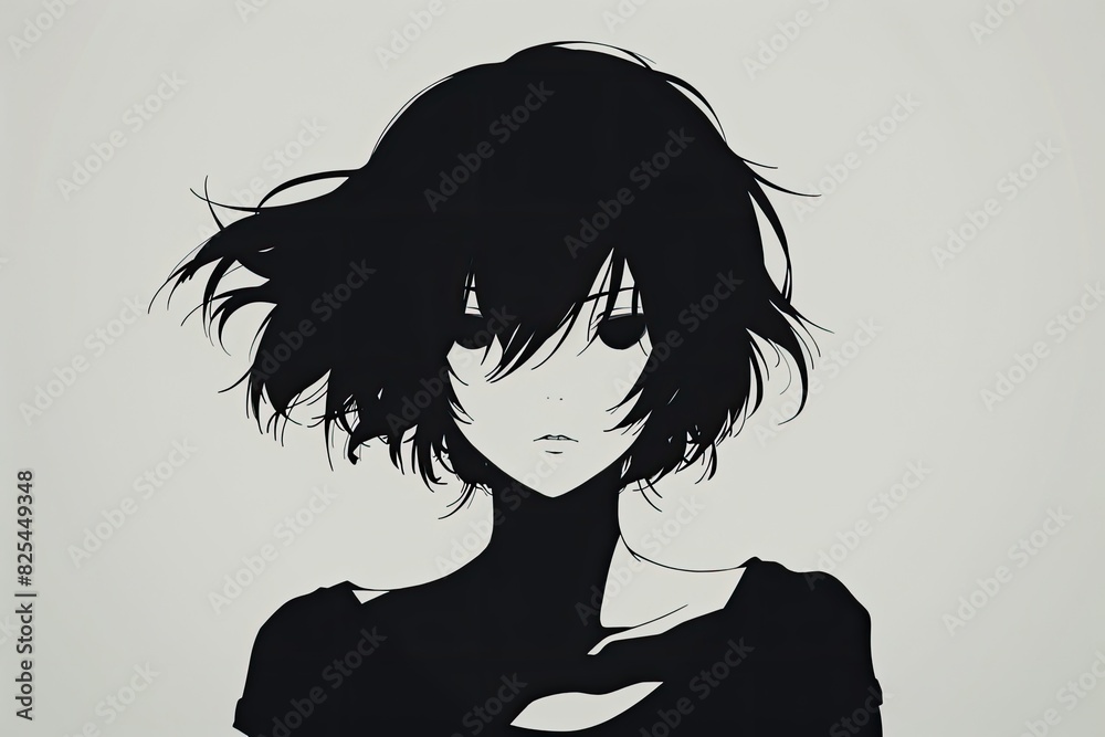 Fototapeta premium minimalist art, anime characters head facing frontward