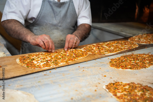 Lahmacun. Street Food In Istanbul. photo