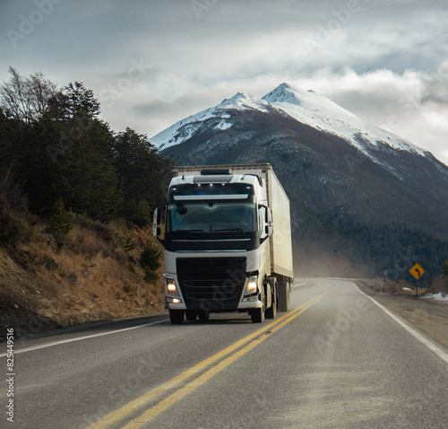 Truck transiting Patagonian routes photo