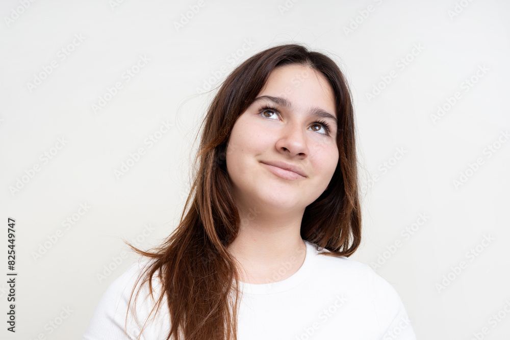 Contemplative Young Woman Looking Upward Contemplative Young Woman Looking Upward