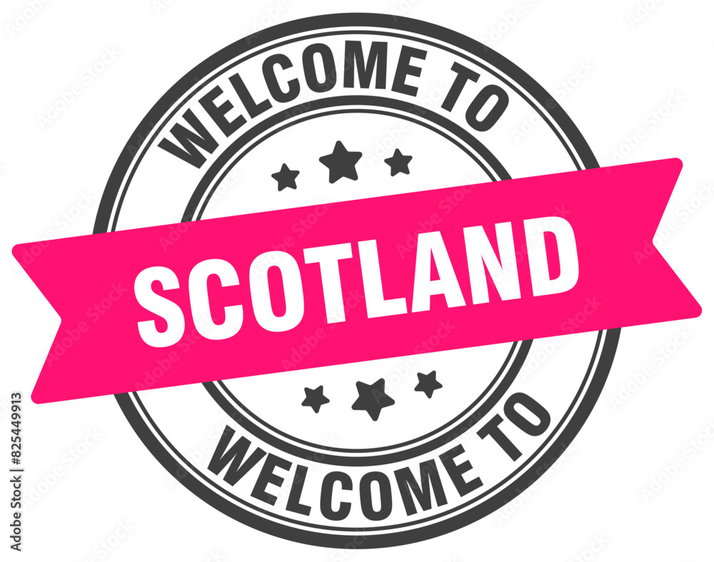 Welcome to Scotland stamp. Scotland round sign Welcome to Scotland stamp. Scotland round sign