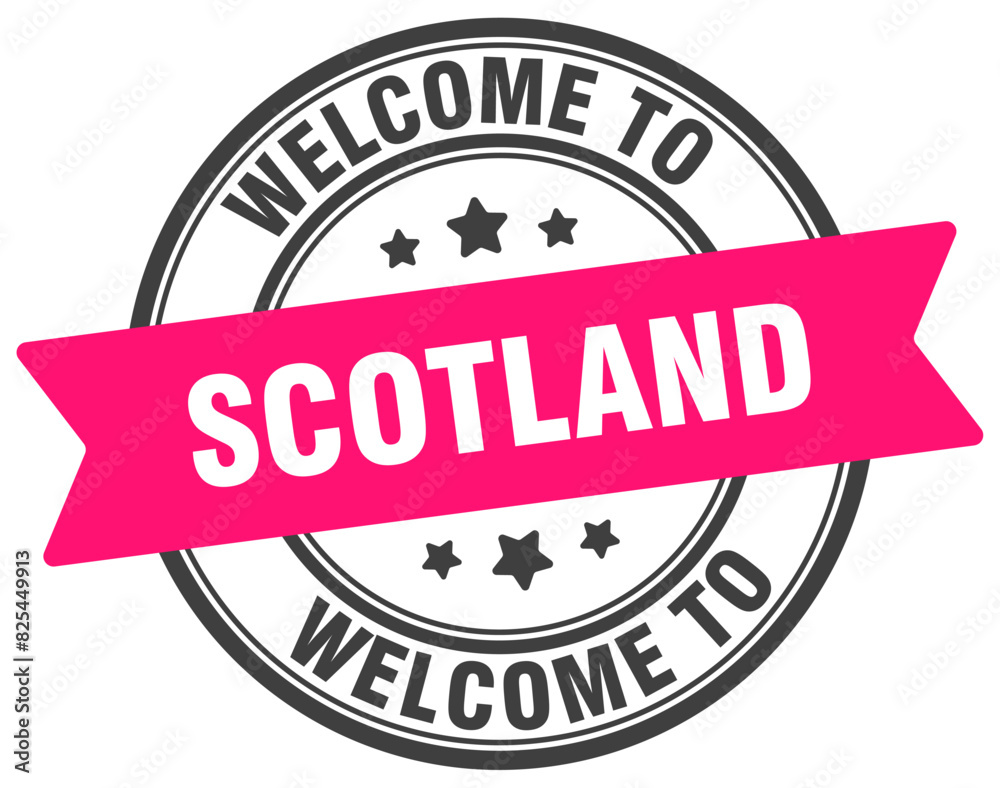 Welcome to Scotland stamp. Scotland round sign